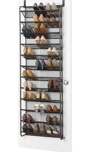 lot 29854 image: Whitmor 36 Pair Over-The-Door Rack-Gunmetal Gray Shoe Organizer