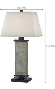 lot 73550 image: Kenroy Home 21037SL Hanover Table Lamps, 29 Inch Height, 15 Inch Width, 9.5 Inch Depth, Natural Slate