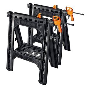lot 73560 image: WORX Clamping Sawhorses, pair with 2 clamps WX065