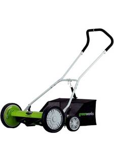 lot 73598 image: Greenworks 25072 20-Inch 5-Blade Push Reel Lawn Mower