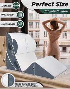 lot 73602 image: Lunix LX5 4pcs Orthopedic Bed Wedge Pillow Set, Post Surgery Memory Foam for Back, Neck and Leg Pain Relief. Sitting Pillow, Comfortable and Adjustable Pillows Acid Reflux and GERD for Sleeping Navy