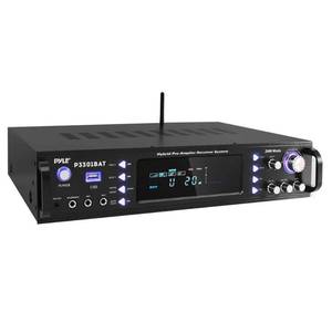 lot 30603 image: $ Pyle P3301BAT - Hybrid Amplifier Receiver - Home Theater Stereo Amplifier with Streaming, AMFM Radio, MP3USB Reader (3000 Watt MAX) - Retail $182