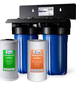 lot 30605 image: iSpring WGB21B 2-Stage Whole House Water Filtration System, with 10 x 4.5 Sediment CTO(Chlorine, Taste, and Odor) Filter, 1 InletOutlet