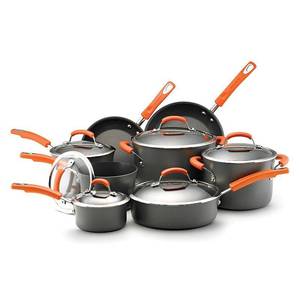 lot 30614 image: Rachael Ray - 14-Piece Cookware Set - GrayOrange