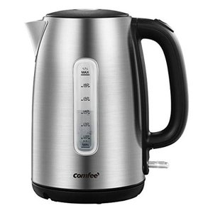 lot 30617 image: COMFEE Stainless Steel Cordless Electric Kettle. 1500W Fast Boil with LED Light, Auto Shut-Off and Boil-Dry Protection. 1.7 Liter