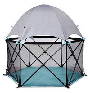 lot 30628 image: Summer Pop n Play Deluxe Ultimate Playard, Aqua Splash - Full Coverage IndoorOutdoor Play Pen - Portable Playard with Fast, Easy and Compact Fold