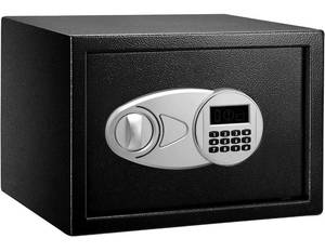 lot 30632 image: Amazon Basics Steel Security Safe and Lock Box with Electronic Keypad - Secure Cash, Jewelry, ID Documents - 0.5 Cubic Feet,13.8 x 9.8 x 9.8 Inches