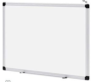 lot 34228 image: Amazon Basics Magnetic Dry Erase White Board, 24 x 18-Inch Whiteboard - Silver Aluminium Frame Warped