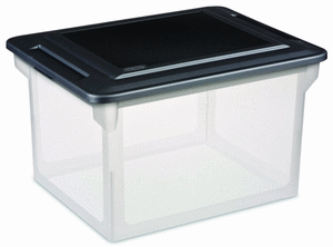 lot 34248 image: Sterilite Plastic Storage Bin File Box 18 12 L x 14 W x 11 H Black, Set of 2