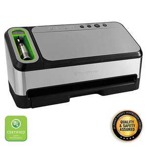 lot 34250 image: FoodSaver 4840 2-in-1 Automatic Vacuum Sealing System with Bonus Built-in Retractable Handheld Sealer, Starter Kit, Heat-Seal and Zipper Bags