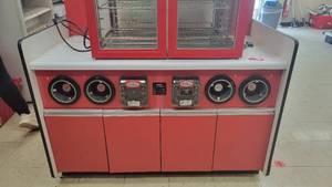 lot 14622 image: 54in Laminate Counter W Cup Dispensers and Cabinets