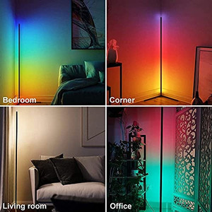 lot 4545 image: Corner Floor Lamp Modern RGB Color Changing Mood Lighting, Dimmable Corner Led Light with Remote, 56 Aluminium Standing Lamp Metal Color Changing LED Corner Light for Bedroom Living Room