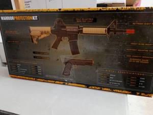 lot 4548 image: GAME FACE GFR37PKT Warrior Protection Spring-Powered Single-Shot Airsoft Rifle And Pistol Kit With Black Pistol Holster And Ammo, EarthBlack