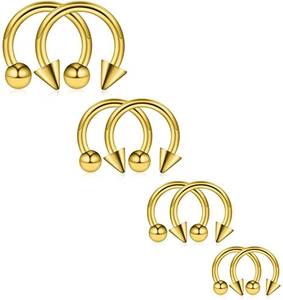 lot 4579 image: Ruifan 8-24PCS 14G Surgical Steel Nose Septum Horseshoe Hoop Earring Eyebrow Tragus Lip Piercing Ring Balls & Spikes 8-14mm