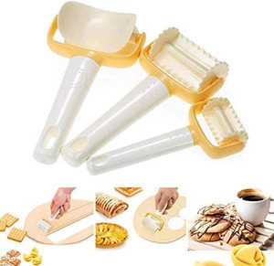 lot 4587 image: 3Pcs Rolling Cookie Cutters Foundant Cutters Biscuit Rolling Cutter teal and white roller