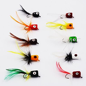 lot 4602 image: Flyafish Bass Popper Dry Fly Fishing Lure Kit Panfish Bait
