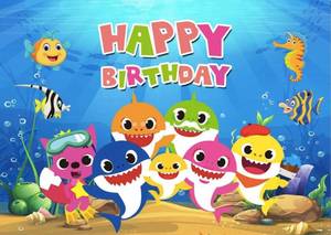 lot 4603 image: Baby Shark backdrop and banner