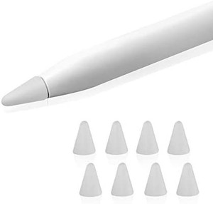 lot 4606 image: TechMatte Apple Pencil Tip Cover (8-Pack, Clear) Drawing Increased Friction Tool Compatible with Apple Pencil 1 and 2