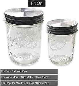 lot 4618 image: 3 Regular 3 Wide Stainless Steel Reusable Wide Mouth Canning Lids for Ball Kerr Mason Jar Lids Regular Mouth Leakproof (3Regular3Wide)just the center cover rings not included