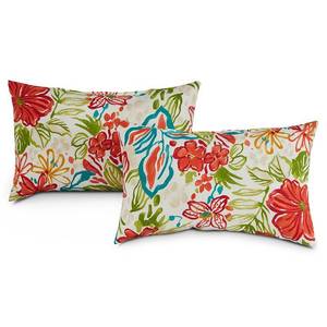 lot 4631 image: Greendale Home Fashions Breeze Multicolor Floral Outdoor Rectangle Throw Pillow (2-pack)