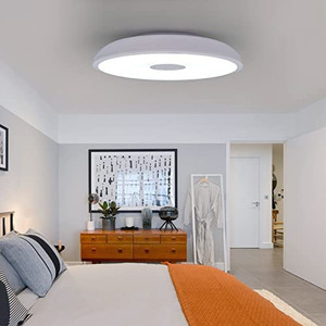 lot 4642 image: Waterproof Ceiling Light Fixture IP65 LED Ceiling Lamp for Bathroom, with Bluetooth Speakers( Without Remote)and Color Change��5000K White Light  RGB for Kitchen Hallway Bedroom