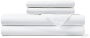 lot 4647 image: Hotel Sheets Direct 100% Bamboo Sheets - Queen Size Sheet and Pillowcase Set - Cooling, 4-Piece Bedding Sets - White