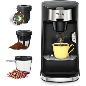 lot 4650 image: Sboly Coffee Machine 3 in 1, Tea & Coffee Maker for K Cup, Ground Coffee and Tea Leaf, Single Serve Coffee Maker Brewer with Self Cleaning, Fast Brewing Tech