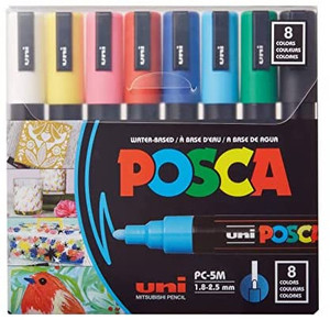 lot 4663 image: 8 count Uni Posca Pc3m.6 Water-based Paint Marker, Fine Point,