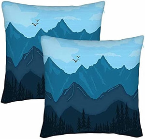 lot 4670 image: AOYEGO Mountain Throw Pillow Cover Nature Mountains Cloud Bird Trees Pillowcases 22x22 Inch Cushion Cover for Men Women Sofa Bed Blue does vary from stock photo