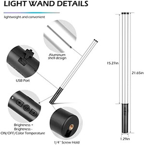 lot 4678 image: UBeesize RGB Handheld LED Video Light Wand 9 Colors, Lightsaber with USB Rechargable Battery, Remote Control, 1200 Lumens Adjustable 3000K-6000K Portable Light Stick for Video Photography Shooting