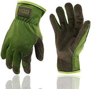 lot 4692 image: Men Women Leather Gardening Gloves, Utility Work Gloves for Mechanics, Construction, Driver, Dexterity Breathable Design (Medium)