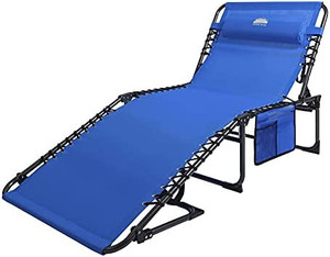 lot 6579 image: Coastrail Outdoor Folding Chaise Lounge Chair 4 Position Foldable Patio Recliner with Pillow Bonus Pockets, for Beach Layout Lawn Camping Outdoor Pool Tanning Sun Sunbathing Cot Chair, Up to 400lbs