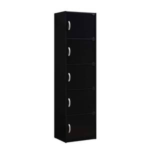 lot 6584 image: Hodedah 5 Shelf 5 Door Bookcase in Black