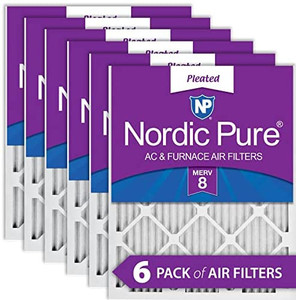 lot 6590 image: Nordic Pure 15x20x1 MERV 8 Pleated AC Furnace Air Filters 6 Pack