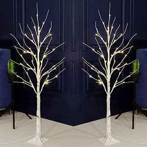 lot 8829 image: Bolylight 2 Packs LED Birch Tree 4ft