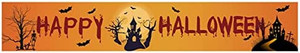 lot 9091 image: Happy Halloween Banner Outdoor Flag 120 x 20 Hanging Flag Pumpkin Castle for Halloween Theme Party Yard Patio Garden Farmhouse Balcony Fence Decor