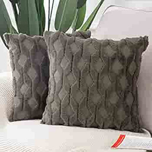 lot 9094 image: Set of 2 Soft Plush Short Wool Velvet Decorative Throw Pillow Covers 24x24 inch  see pics for style