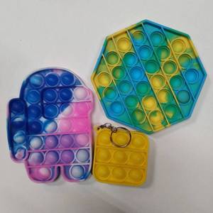 lot 9121 image: 3 pack POP IT  AMONG US , OCTAGON, SMALL SQUARE KEYCHAIN