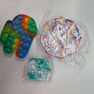 lot 9123 image: 3 pack POP IT  AMONG US , OCTAGON, SMALL SQUARE KEYCHAIN