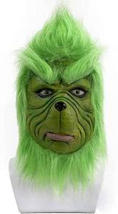 lot 9127 image: Christmas Costume Latex Mask Green Suit Christmas Holiday Party Halloween Cosplay Costume Props