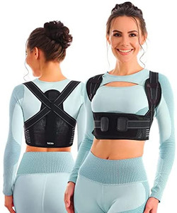lot 9139 image: Posture Corrector for Women and Men - Adjustable Mid and Upper Back Brace - Comfortable New Model of Back Support - Improves Posture and Relieves Back Pain size L