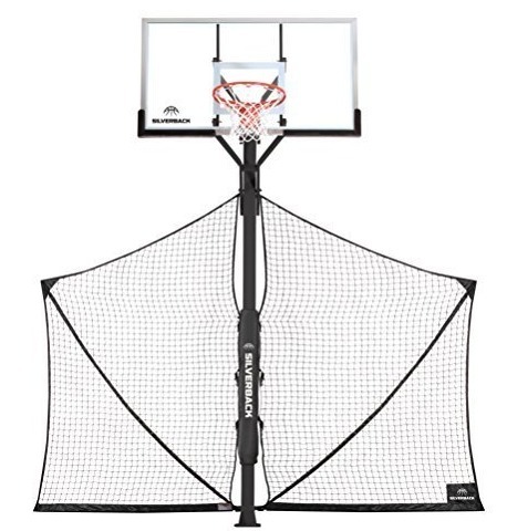 lot 64538 image: Silverback Basketball Yard Guard Defensive Net System Rebounder with Foldable Net and Arms into Pole , WhiteBlack, Large
