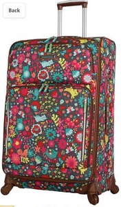 lot 10044 image: Lily Bloom Luggage Large Expandable Design Pattern Suitcase With Spinner Wheels For Woman (Playful Garden, 28in)