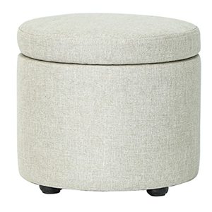 lot 10060 image: ECOMEX Storage Ottoman,Round Ottoman Foot Rest Vanity Stool Small Ottoman, Ottoman with Storage for Living Room Bedroom (Beige)