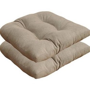 lot 10070 image: Bossima Outdoor Patio Tufted Seat Cushion, Set of 2, Furniture Dinning Chair Pad Light Brown