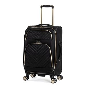 lot 10072 image: Kenneth Cole Reaction Womens Chelsea Luggage Chevron Softside 8-Wheel Spinner Expandable Suitcase Collection, Black, 20-Inch Carry On