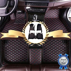 lot 10083 image: Car Floor Mats for Cadillac Escalade Platinum 2006-2016 Floor Liners Auto Carpets Luxury Leather Waterproof All Weather Protection Full Coverage Full Set (BlackRed)
