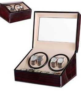 lot 10086 image: HOSEN Automatic Watch Winder Storage Display Box with 4 Watch Winder  6 Watch Display Storage,