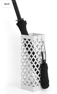 lot 10091 image: Metal Umbrella Stand Rack Free Standing Umbrella Holder with Drip Tray Home and Office D�cor (White)