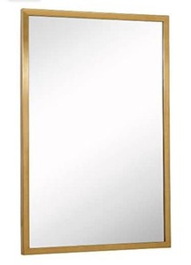 lot 10102 image: Hamilton Hills Commercial Grade Contemporary Industrial Strength Wall Mirror Brushed Gold Metal Rectangle with Mirrored Glass Vanity, Entrance, Bedroom, or Restroom Horizontal & Vertical (24 x 36)
